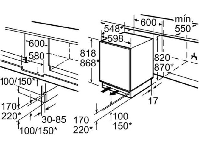 Congelador integrable bajo encimera 82 x 59.8 cm Balay 3GUF233S